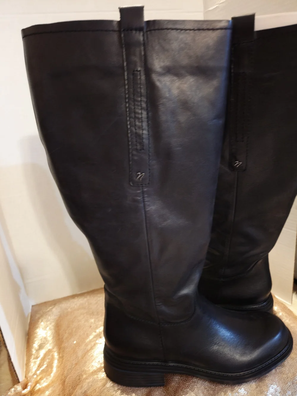 Naturalizer Black Leather Knee-High Zip Boots